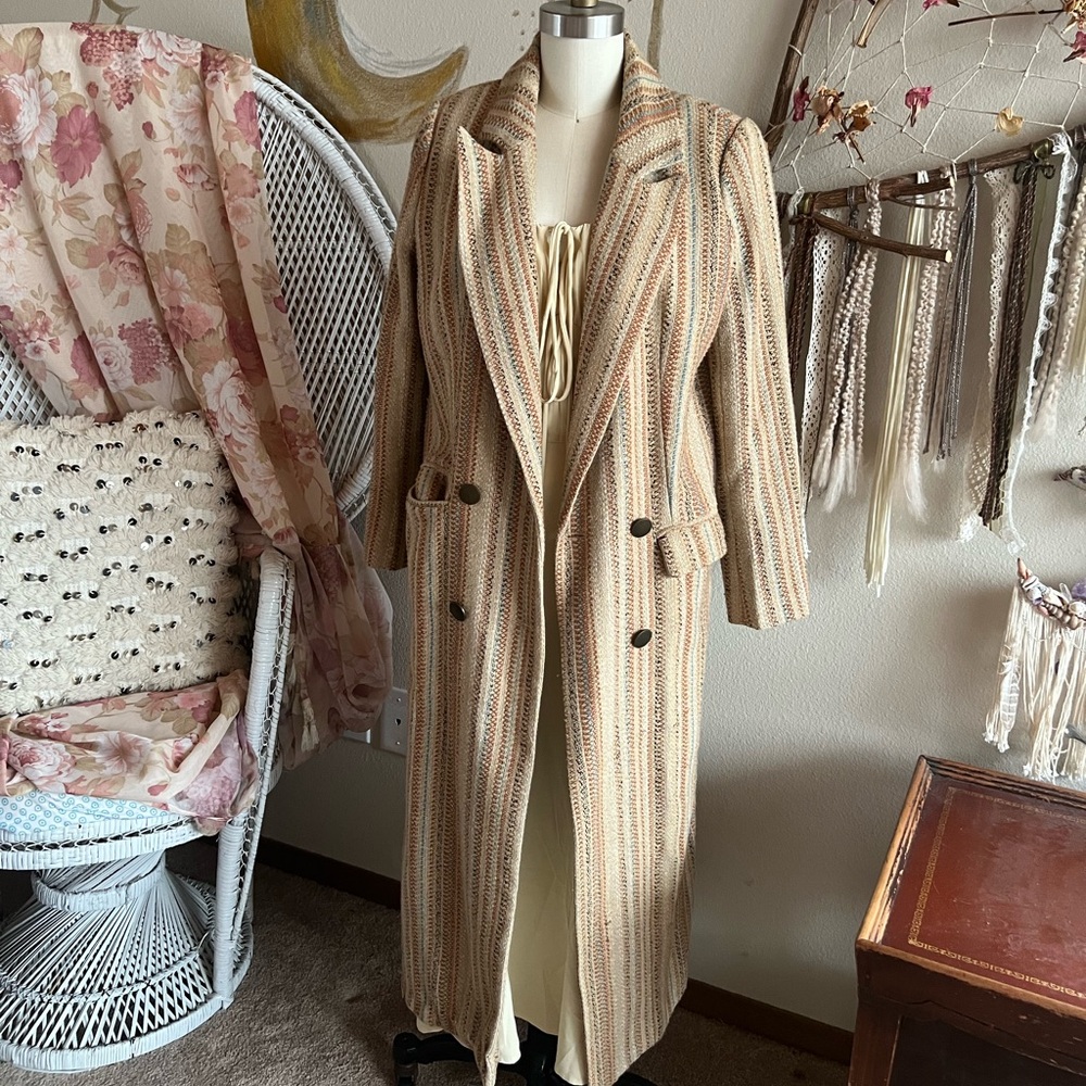 Striped Tan Women's Coat